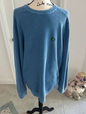 LL Bean Blue Men's Waffle-Knit Crewneck Sweater
